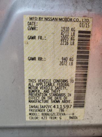 1N4AL3AP2FC411597 - 2015 NISSAN ALTIMA 2.5 SILVER photo 12