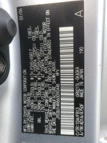 JTEBU14R860090448 - 2006 TOYOTA 4RUNNER SR5 SILVER photo 12