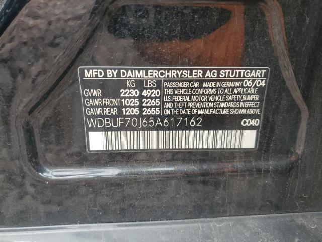 WDBUF70J65A617162 - 2005 MERCEDES-BENZ E 500 BLACK photo 12