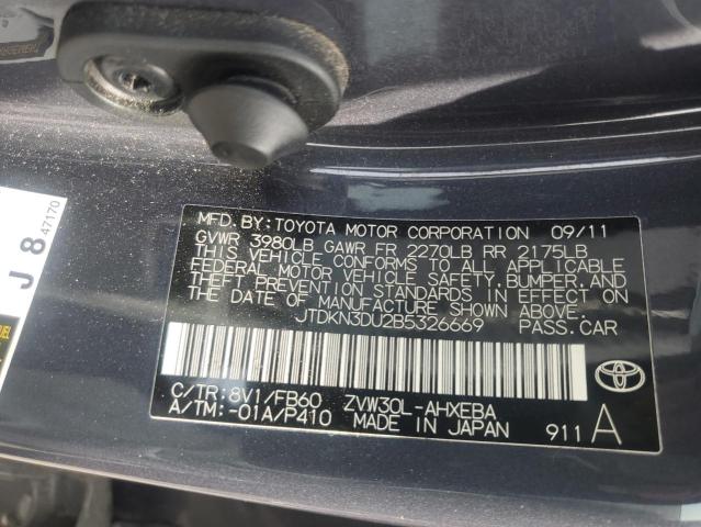 JTDKN3DU2B5326669 - 2011 TOYOTA PRIUS GRAY photo 13