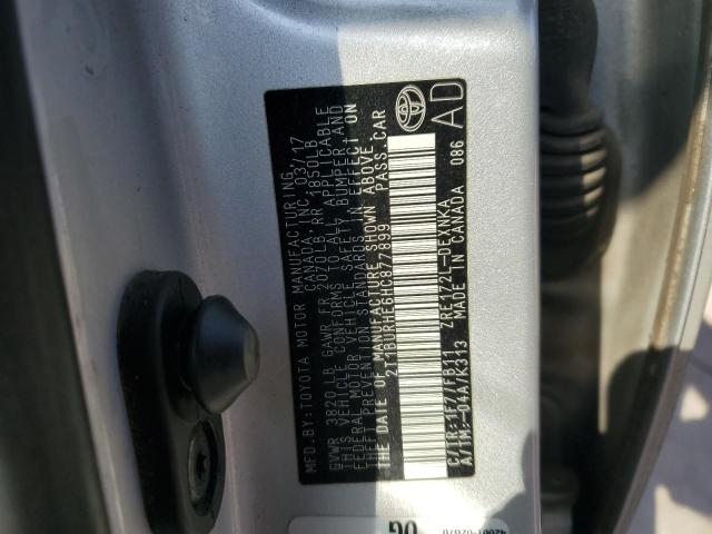 2T1BURHE6HC877899 - 2017 TOYOTA COROLLA L 银色 照片 12