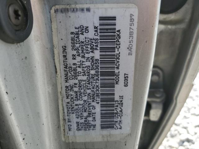 4T1BE30K73U683658 - 2003 TOYOTA CAMRY LE SILVER photo 12