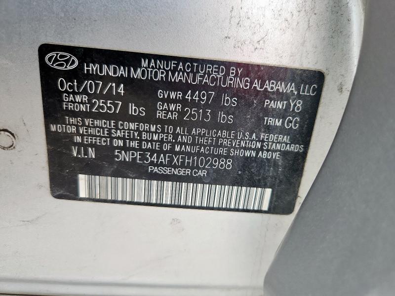 5NPE34AFXFH102988 - 2015 HYUNDAI SONATA SPORT SILVER photo 12