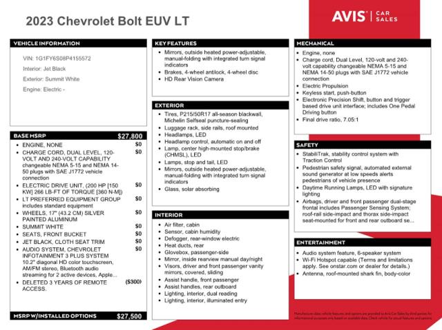 1G1FY6S08P4155572 - 2023 CHEVROLET BOLT EUV LT WHITE photo 12