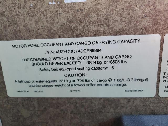 4UZFCUCY4DCFB9884 - 2013 FREIGHTLINER CHASSIS XC ყავისფერი ფოტო 10