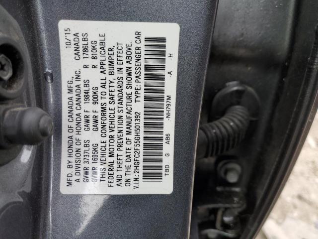 2HGFC2F55GH501392 - 2016 HONDA CIVIC LX GRAY photo 12