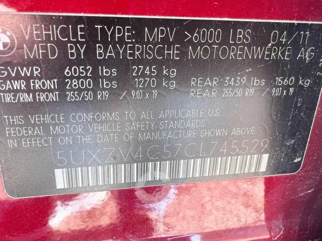 5UXZV4C57CL745529 - 2012 BMW X5 XDRIVE35I Bordo foto 10