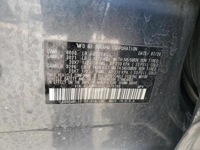 4S4WMARD0L3479299 - 2020 SUBARU ASCENT TOURING GRAY photo 14