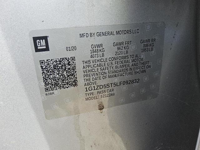 1G1ZD5ST5LF092832 - 2020 CHEVROLET MALIBU LT 银色 照片 12