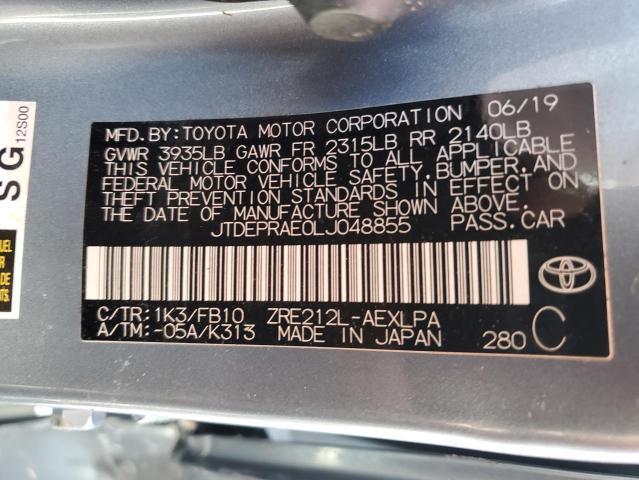 JTDEPRAE0LJ048855 - 2020 TOYOTA COROLLA LE GRAY photo 13