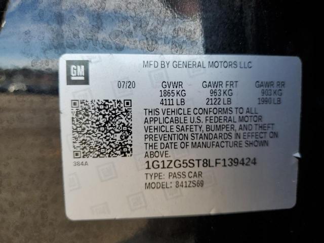 1G1ZG5ST8LF139424 - 2020 CHEVROLET MALIBU RS BLACK photo 12