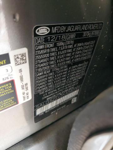 SALGS2SV3KA540705 - 2019 LAND ROVER RANGE ROVE HSE GRAY photo 12