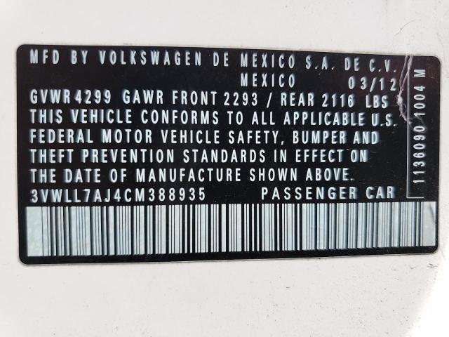 3VWLL7AJ4CM388935 - 2012 VOLKSWAGEN JETTA TDI თეთრი ფოტო 13