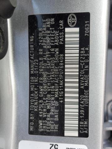 4T1G11AK1PU768408 - 2023 TOYOTA CAMRY SE NIGHT SHADE SILVER photo 12