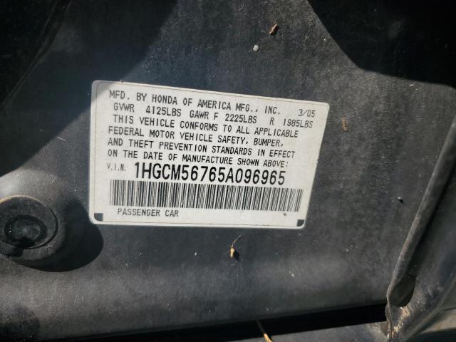 1HGCM56765A096965 - 2005 HONDA ACCORD EX BLACK photo 12