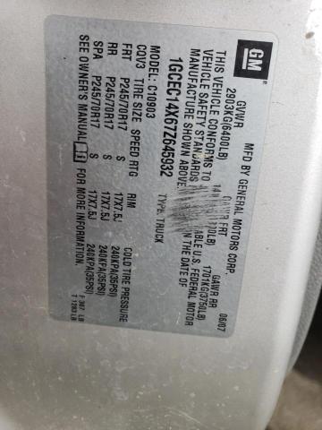 1GCEC14X67Z645932 - 2007 CHEVROLET SILVERADO C1500 CLASSIC Gümüş foto 13