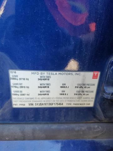 5YJSA1E13GF175464 - 2016 TESLA MODEL S Blau Foto 14