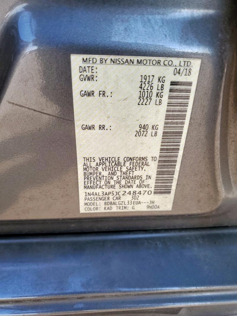 1N4AL3AP5JC248470 - 2018 NISSAN ALTIMA 2.5 Szary zdjęcie 13