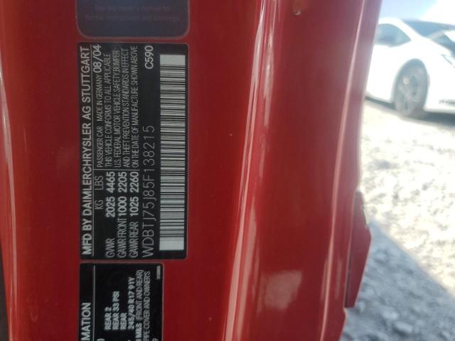 WDBTJ75J85F138215 - 2005 MERCEDES-BENZ CLK 500 RED photo 12