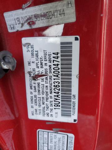 19UYA42631A004744 - 2001 ACURA 3.2CL TYPE-S RED photo 12