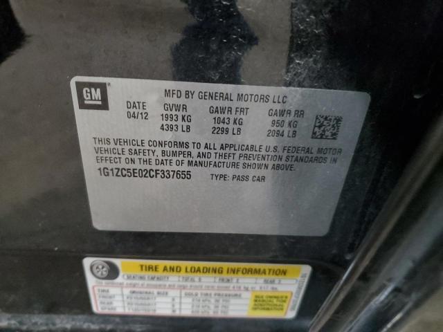 1G1ZC5E02CF337655 - 2012 CHEVROLET MALIBU 1LT 黑色 照片 12