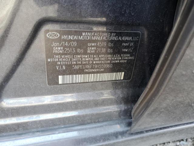 5NPEU46F19H559960 - 2009 HYUNDAI SONATA SE BLACK photo 12