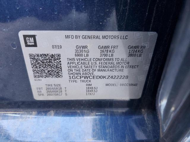 1GCPWCED0KZ422228 - 2019 CHEVROLET SILVERADO C1500 LT BLUE photo 13