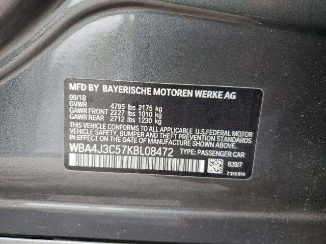WBA4J3C57KBL08472 - 2019 BMW 430XI GRAN COUPE 石墨色 照片 12