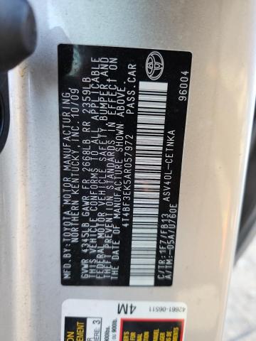 4T4BF3EK5AR057972 - 2010 TOYOTA CAMRY BASE SILVER photo 13