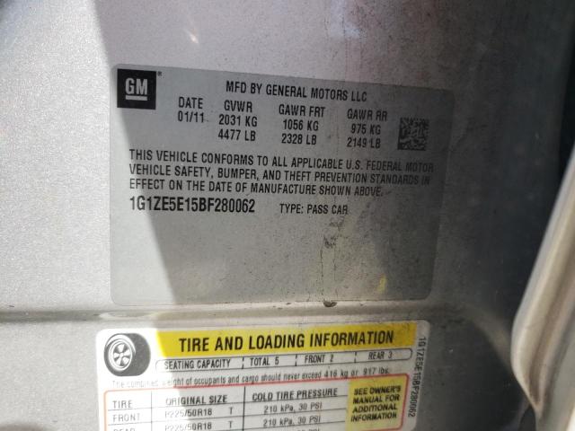 1G1ZE5E15BF280062 - 2011 CHEVROLET MALIBU LTZ ვერცხლისფერი ფოტო 12