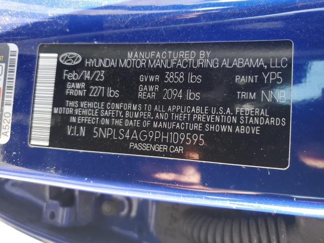 5NPLS4AG9PH109595 - 2023 HYUNDAI ELANTRA SEL BLUE photo 12