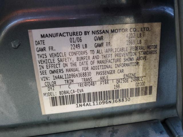 1N4AL11D96N368830 - 2006 NISSAN ALTIMA S GREEN photo 12