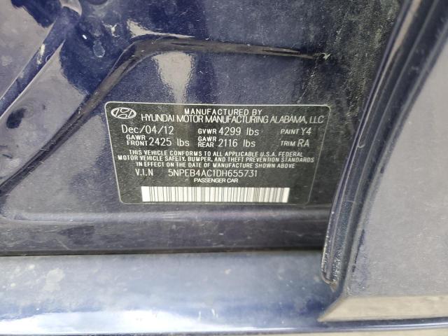 5NPEB4AC1DH655731 - 2013 HYUNDAI SONATA GLS BLUE photo 12