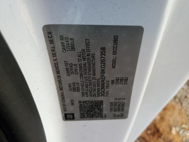 3GCNWAEF8KG267358 - 2019 CHEVROLET SILVERADO C1500 Ağ foto 12