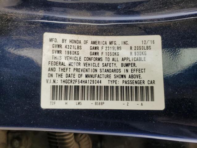 1HGCR2F54HA129044 - 2017 HONDA ACCORD SPORT Mavi foto 13