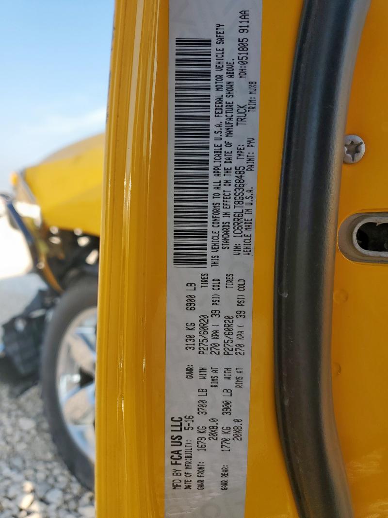 1C6RR6LT8GS368485 - 2016 RAM 1500 SLT 黄色 照片 12