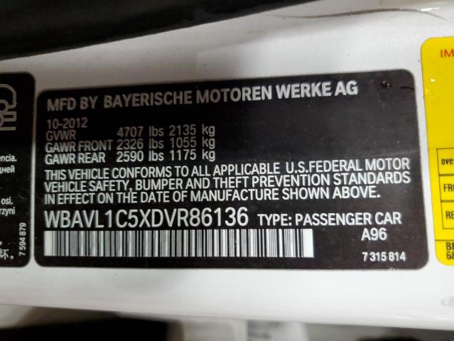 WBAVL1C5XDVR86136 - 2013 BMW X1 XDRIVE28I WHITE photo 13