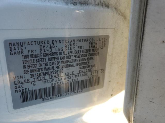 3N1AB7AP0JY276160 - 2018 NISSAN SENTRA S 白色 照片 12