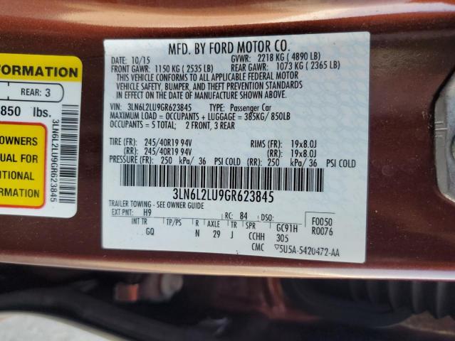 3LN6L2LU9GR623845 - 2016 LINCOLN MKZ HYBRID MAROON photo 12