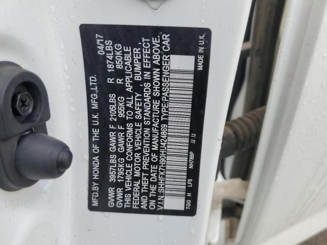 SHHFK7H90HU424869 - 2017 HONDA CIVIC SPORT TOURING WHITE photo 13