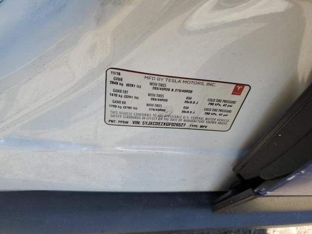 5YJXCDE2XGF026527 - 2016 TESLA MODEL X Көк фото 13