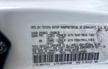 3TYSX5EN3LT000067 - 2020 TOYOTA TACOMA ACCESS CAB Weiß Foto 10