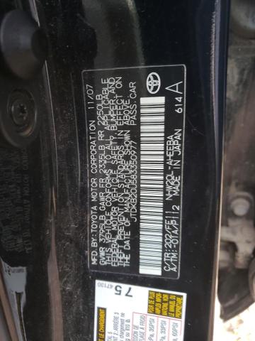 JTDKB20U583350977 - 2008 TOYOTA PRIUS BLACK photo 12