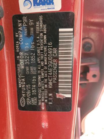 KMHCT4AE3GU014916 - 2016 HYUNDAI ACCENT SE RED photo 12