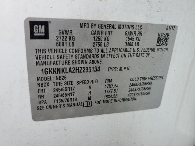 1GKKNKLA2HZ235134 - 2017 GMC ACADIA SLE WHITE photo 13