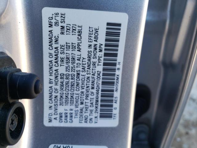 2HKRM4H44GH710042 - 2016 HONDA CR-V SE SILVER photo 12