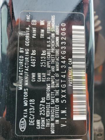 5XXGT4L34KG332060 - 2019 KIA OPTIMA LX Սև լուսանկար 12