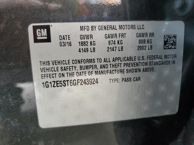 1G1ZE5ST6GF243924 - 2016 CHEVROLET MALIBU LT CHARCOAL photo 12