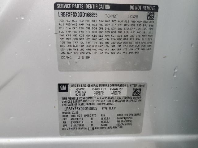 LRBFXFSX0GD168855 - 2016 BUICK ENVISION PREMIUM Gümüş foto 13