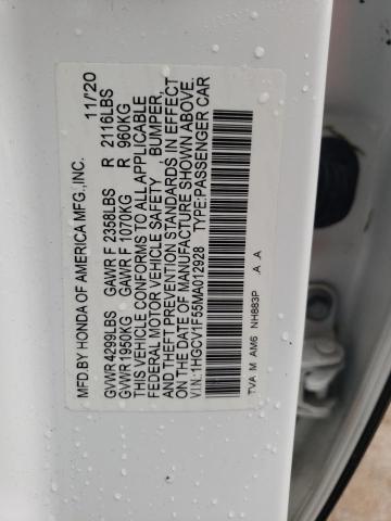 1HGCV1F55MA012928 - 2021 HONDA ACCORD EXL WHITE photo 13
